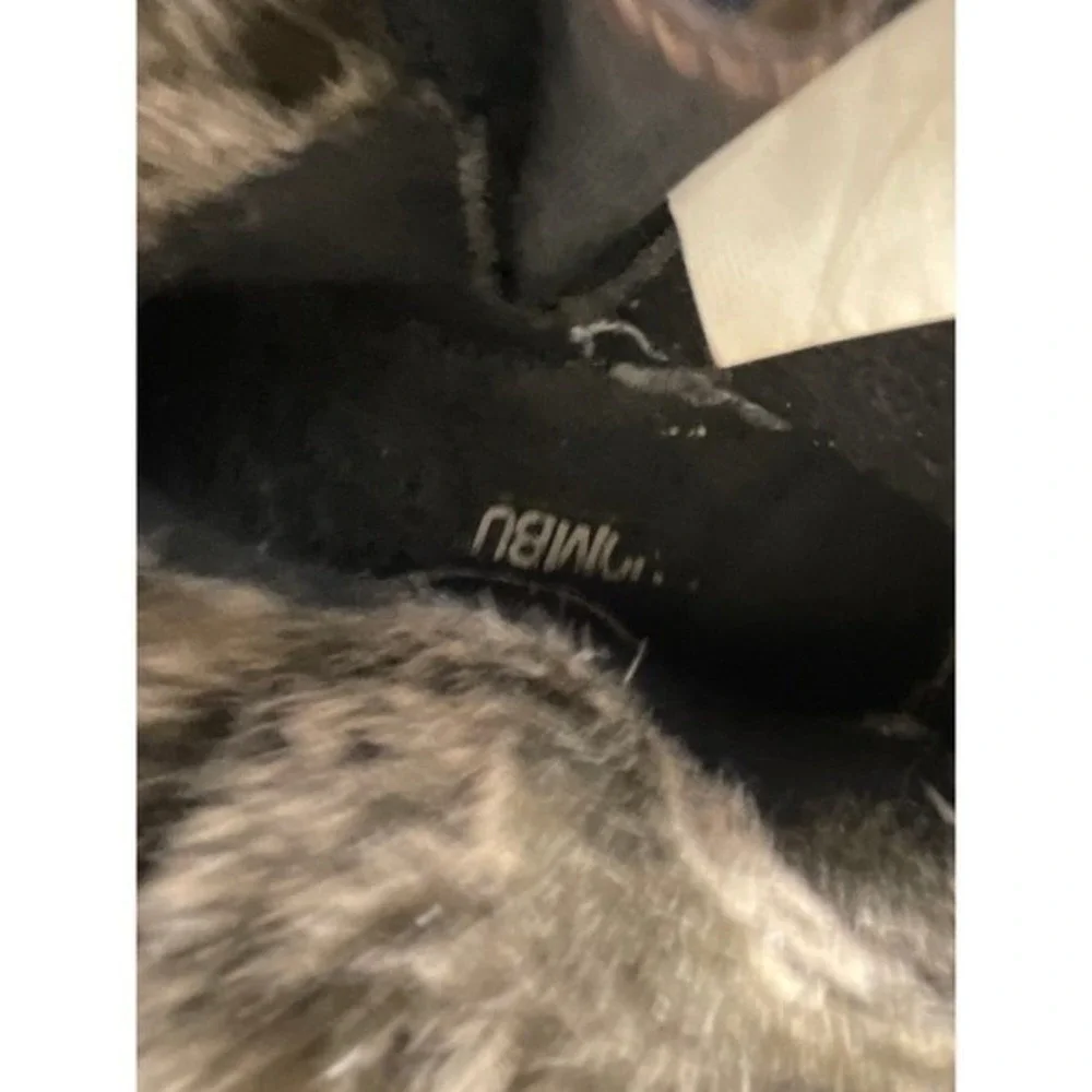 Khombu Lindsey Ankle Boots Women's‎ Size 7 Brown Suede Faux Fur Trimmed Winter